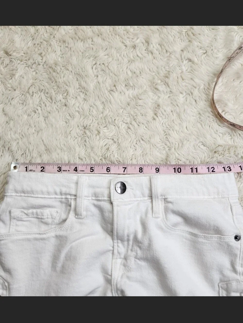 Frame Le Cuttoff Lace-Up White Denim Shorts Size 24